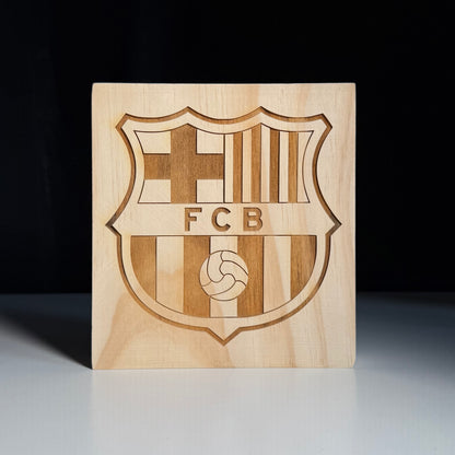 FC Barcelona Club Logo| Engraved Wooden Block
