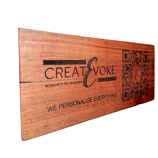Business Name & QR Wood Block